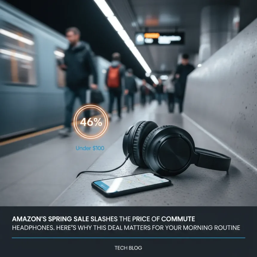 46% off commute headphones that actually work — AI-generated illustration