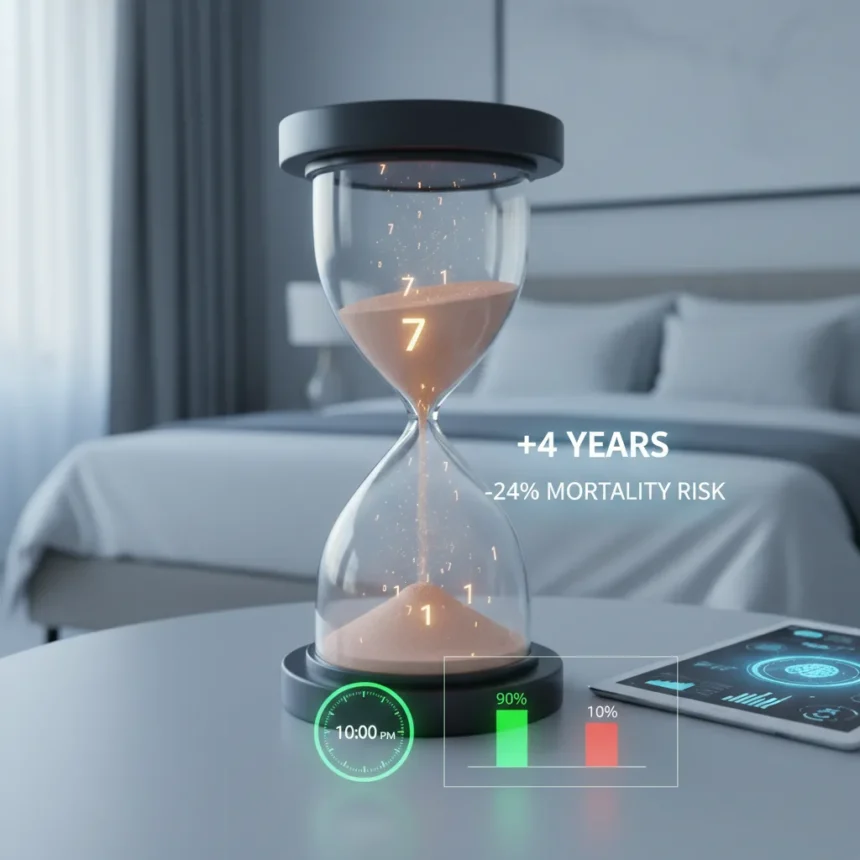 The 7:1 sleep rule could add 4 years to your life — AI-generated illustration