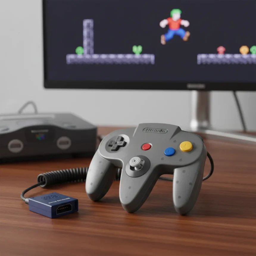 8BitDo 64 Wireless Controller Bridges Retro and Modern Gaming — AI-generated illustration