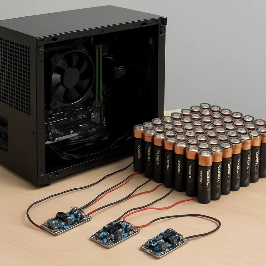 AA Battery-Powered PC Gets Rebuilt — Now Runs 30 Minutes on 64 Cells