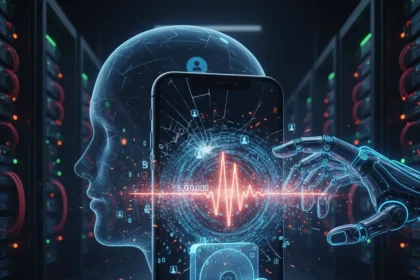 English learning app voice data leak exposes AI cloning risks — AI-generated illustration