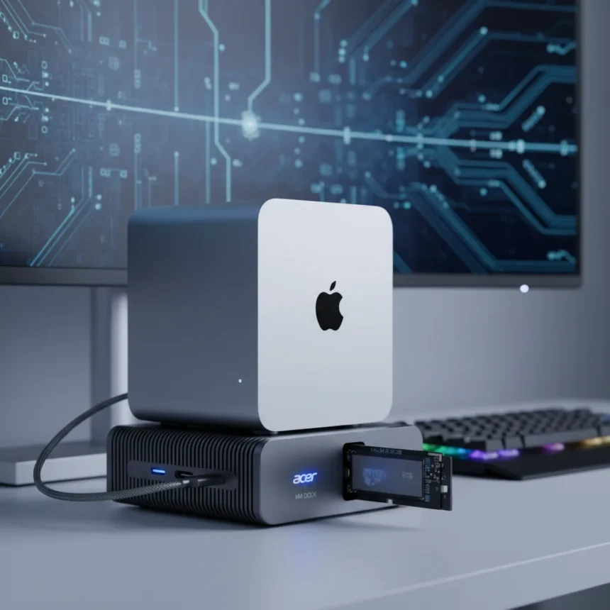 Acer M4 Dock SSD Enclosure turns Mac mini storage into a power move — AI-generated illustration