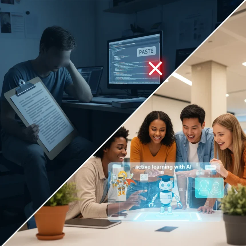 Active learning with AI beats copy-pasting for real student gains