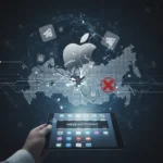 Apple's Russian App Store VPN purge enables state censorship — AI-generated illustration