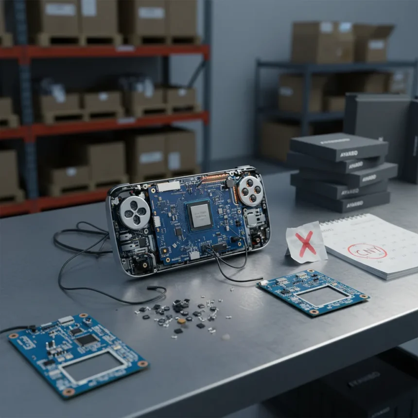 AYANEO Next 2 Shelved: Supply Chain Reality Hits Premium Handheld — AI-generated illustration