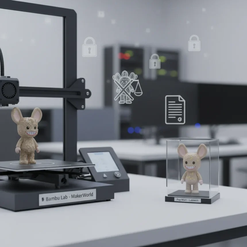 Bambu Lab settles Labubu IP dispute, signals end of free brand printing — AI-generated illustration