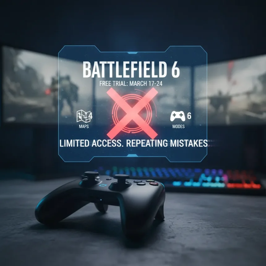 Battlefield 6 free trial limits players to 4 maps—repeating old mistakes — AI-generated illustration