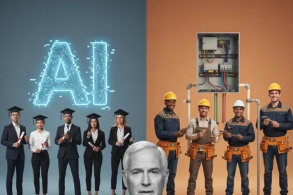 AI job obsession is misguided, BlackRock CEO warns grads — AI-generated illustration