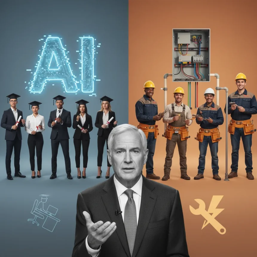 AI job obsession is misguided, BlackRock CEO warns grads — AI-generated illustration