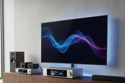 Cambridge Audio CXN100 SE music streamer TV integration — AI-generated illustration