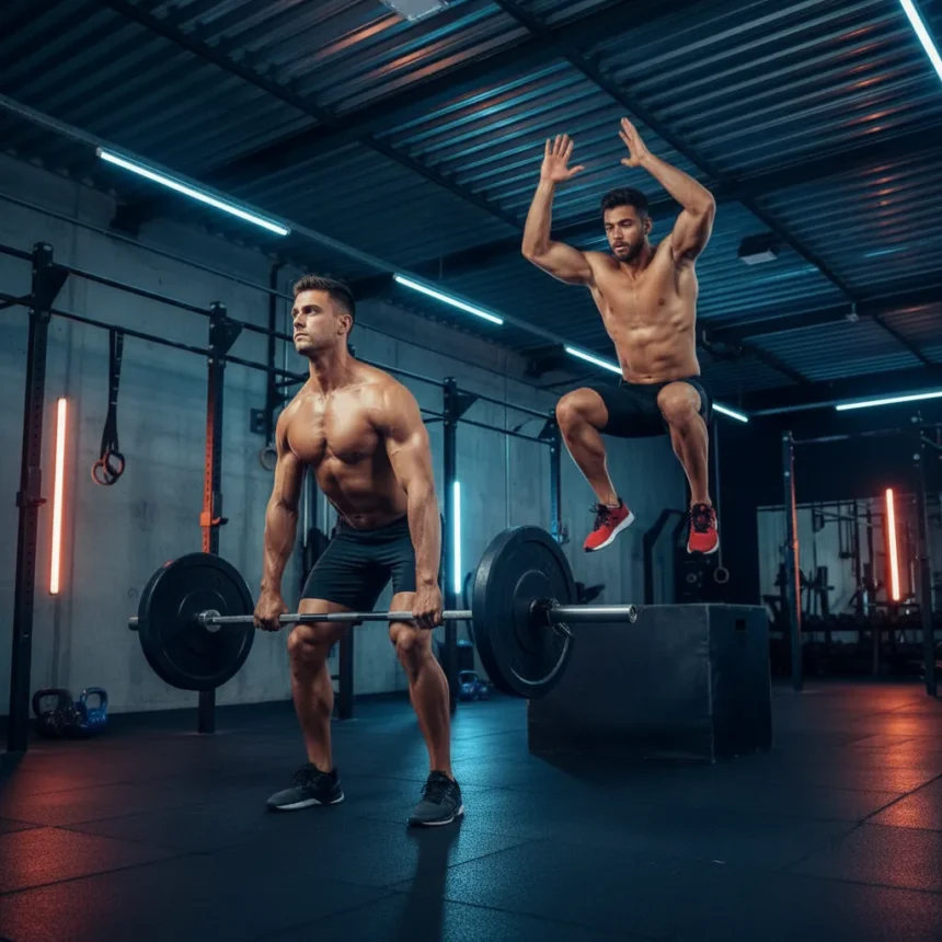 Contrast training builds strength and power simultaneously — AI-generated illustration