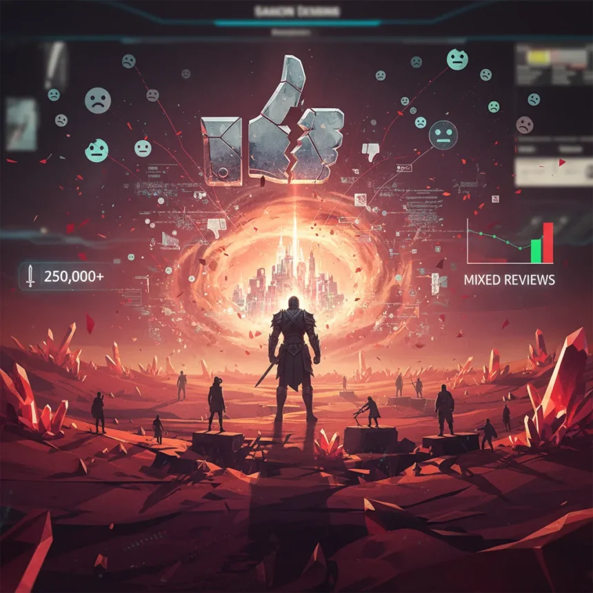 Crimson Desert hits 250K players but Steam reviews expose a disconnect — AI-generated illustration