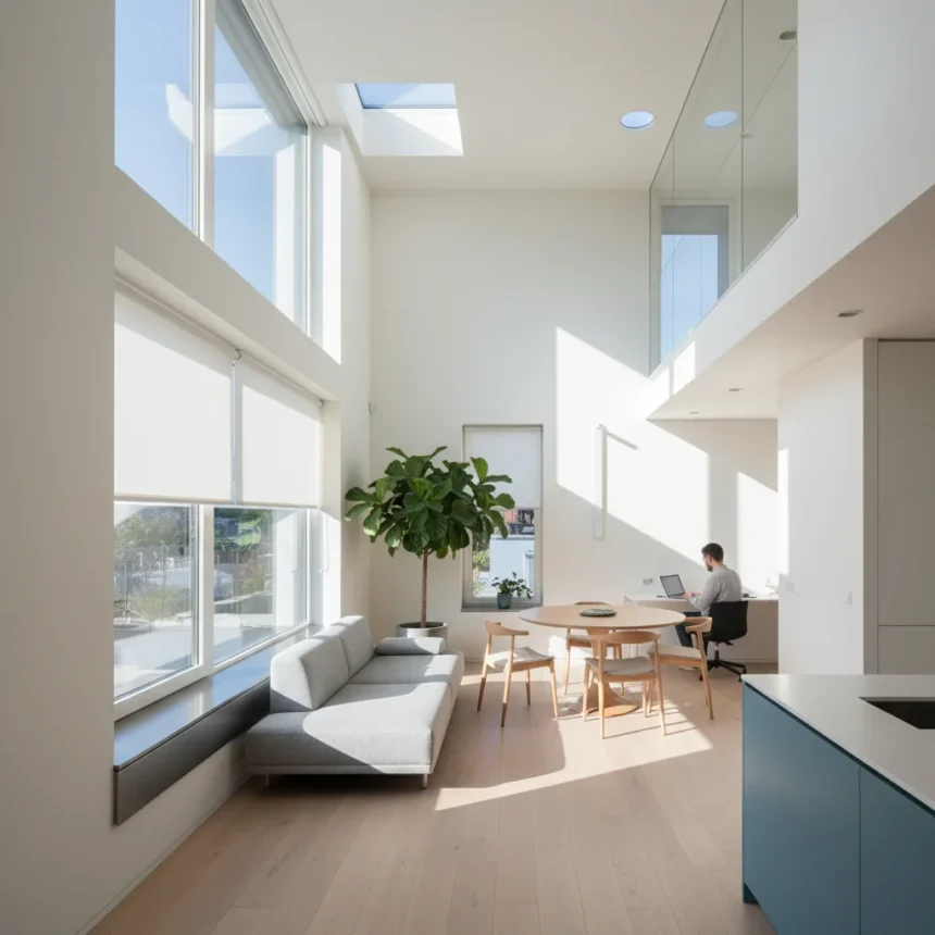 Daylighting strategies cut electricity bills without renovations — AI-generated illustration