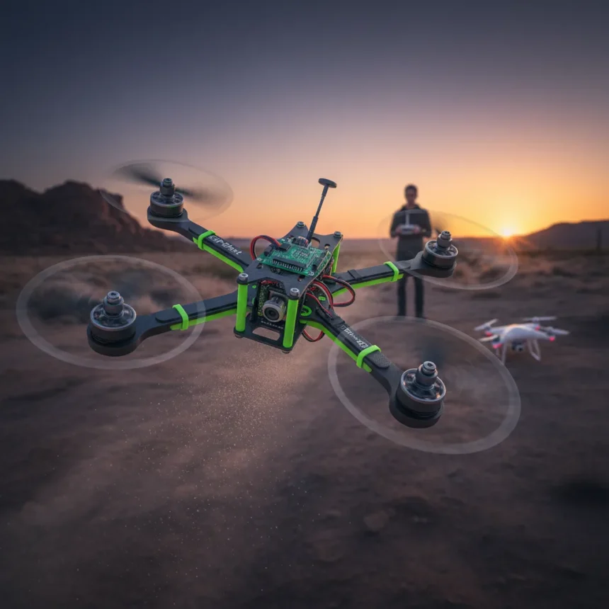 DIY drone hits 67mph for $155, proving skill beats expensive hardware — AI-generated illustration