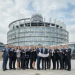 European cloud CEOs demand real tech sovereignty in EU AI act — AI-generated illustration