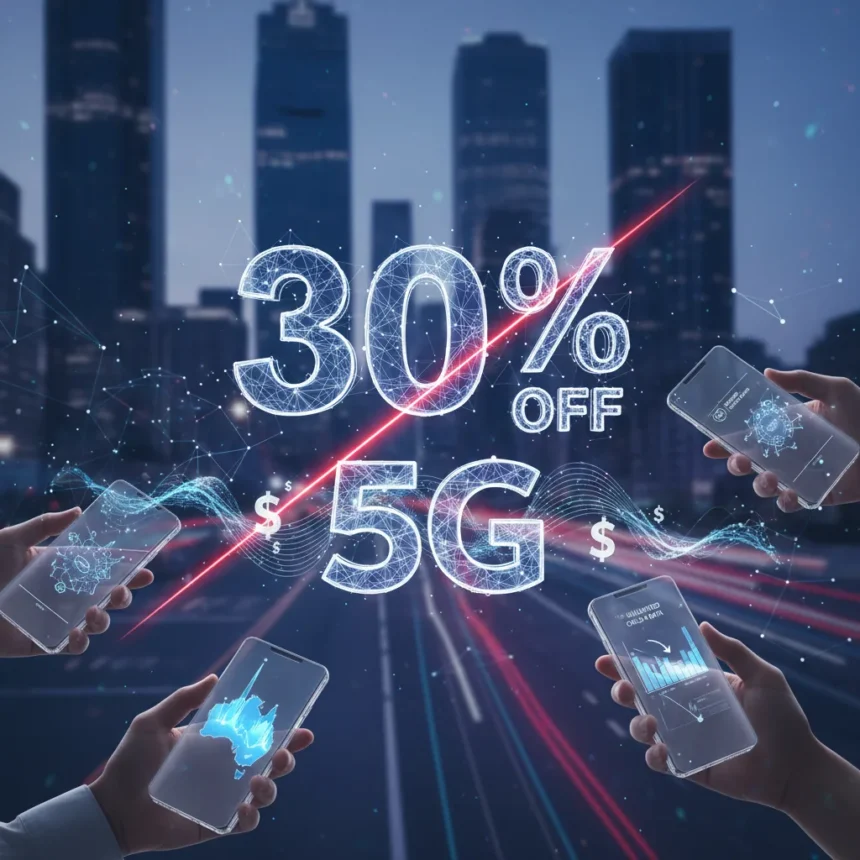 Ezee Mobile's 30% off sale cuts 5G plan costs for three months — AI-generated illustration