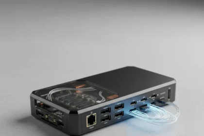 FEVM Panther Lake mini PC is impossibly thin with 13 ports — AI-generated illustration