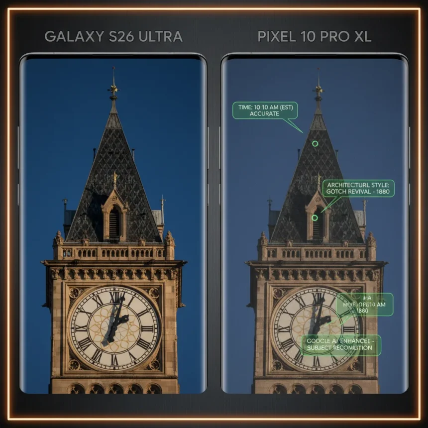 Galaxy S26 Ultra vs Pixel 10 Pro XL: 100x zoom showdown — AI-generated illustration