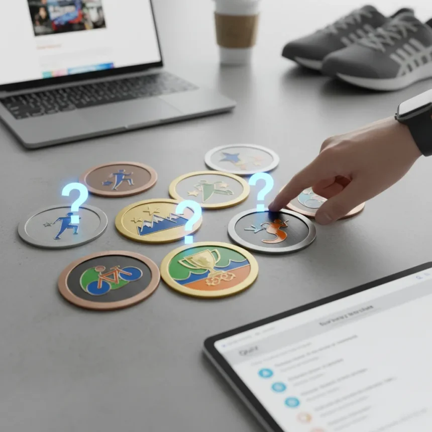 Garmin Connect badges: A quiz that tests fitness tracker knowledge — AI-generated illustration