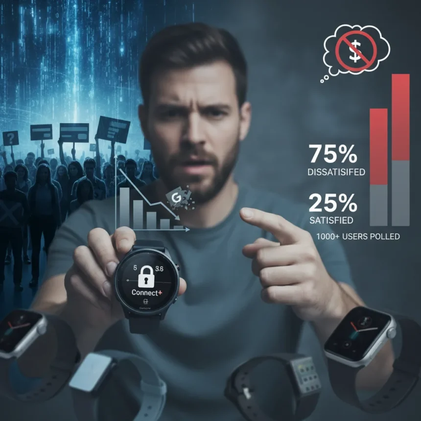 Garmin Connect+ faces user revolt one year after launch — AI-generated illustration