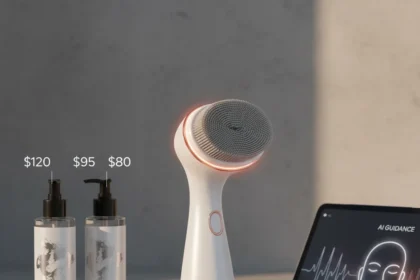 GESKE Sonic Thermo Facial Brush beats expensive cleansers — AI-generated illustration