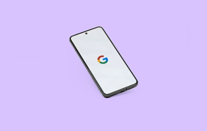 a smartphone with the google logo on it