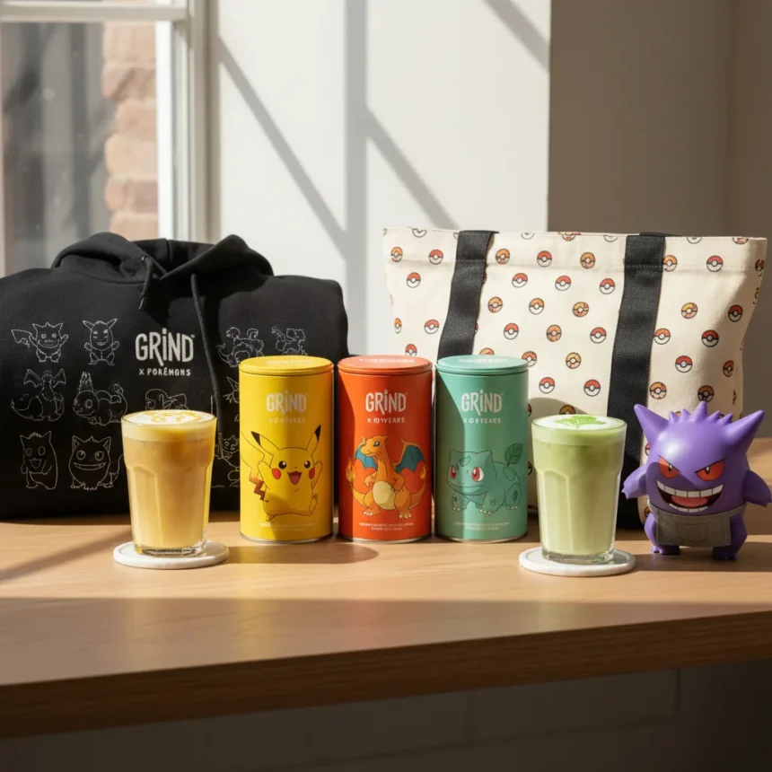 Grind's Pokémon coffee collection hits stores March 24 — AI-generated illustration