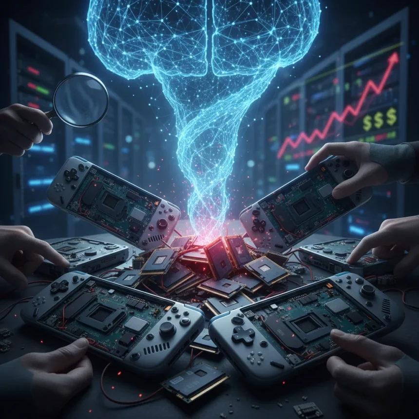Handheld gaming PCs face memory crisis as AI boom starves supply — AI-generated illustration