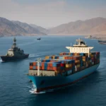 Strait of Hormuz blockade threatens global chip supply chains — AI-generated illustration