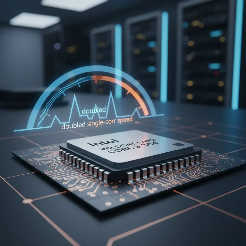 Intel Wildcat Lake Core 3 304 doubles single-core speed — AI-generated illustration