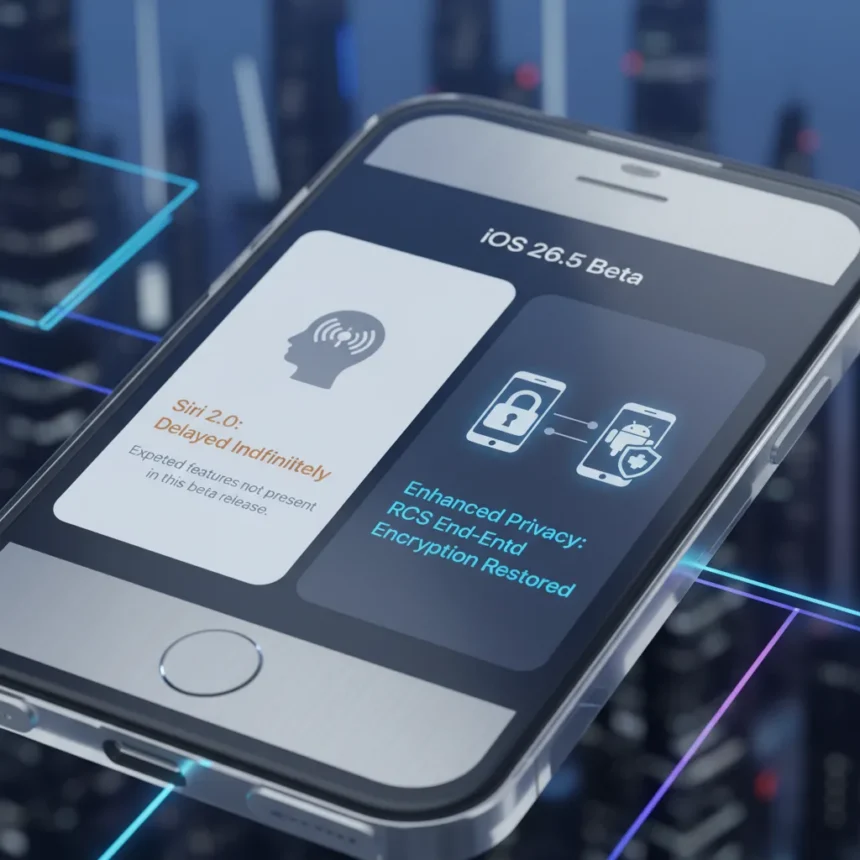 iOS 26.5 Beta Delays Siri Again, But Fixes iPhone-Android Privacy — AI-generated illustration