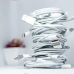 white usb cable on white table