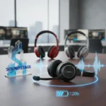 Jabra Evolve3 85 Beats Premium Headphones for Music and Calls — AI-generated illustration