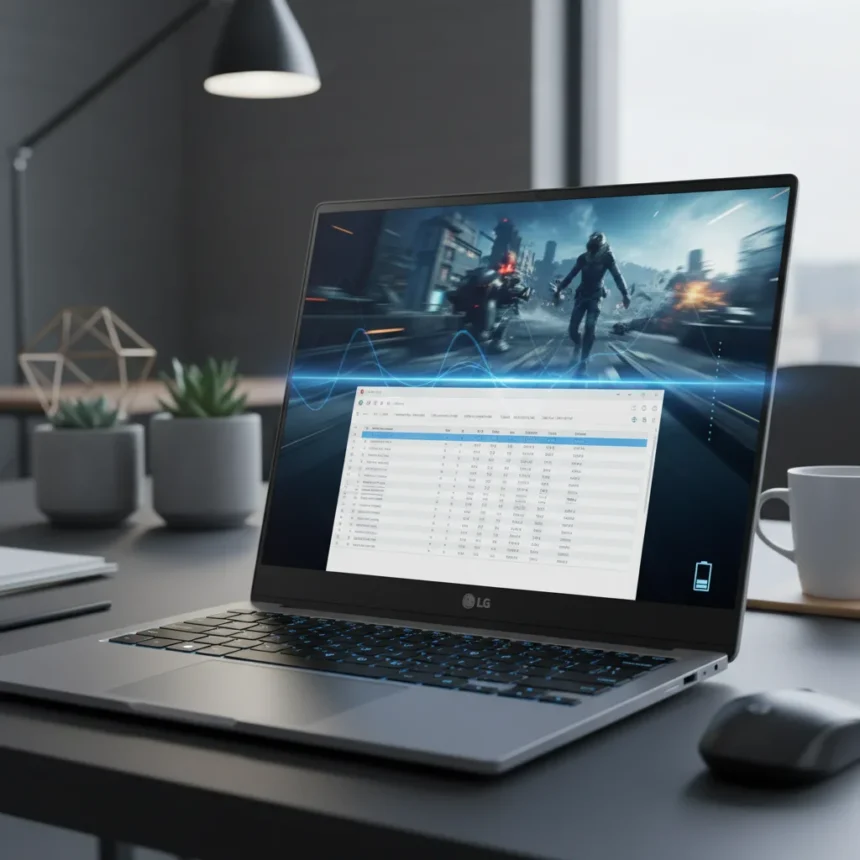 LG's adaptive LCD laptop display cuts battery drain by 48% — AI-generated illustration