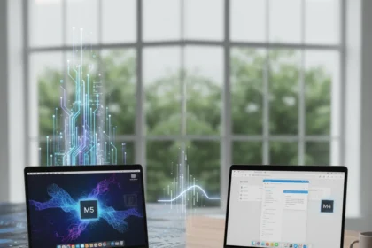 MacBook Air M5 vs M4: M5 wins for creators, M4 still solid for most — AI-generated illustration
