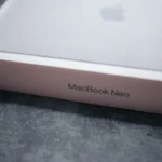 Macbook neo box with apple logo