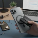 Magnetic rings transform non-wireless phones into MagSafe clones — AI-generated illustration