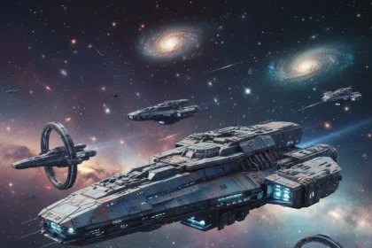 Mark Zhang's spacecraft designs transcend cosmic backdrops — AI-generated illustration