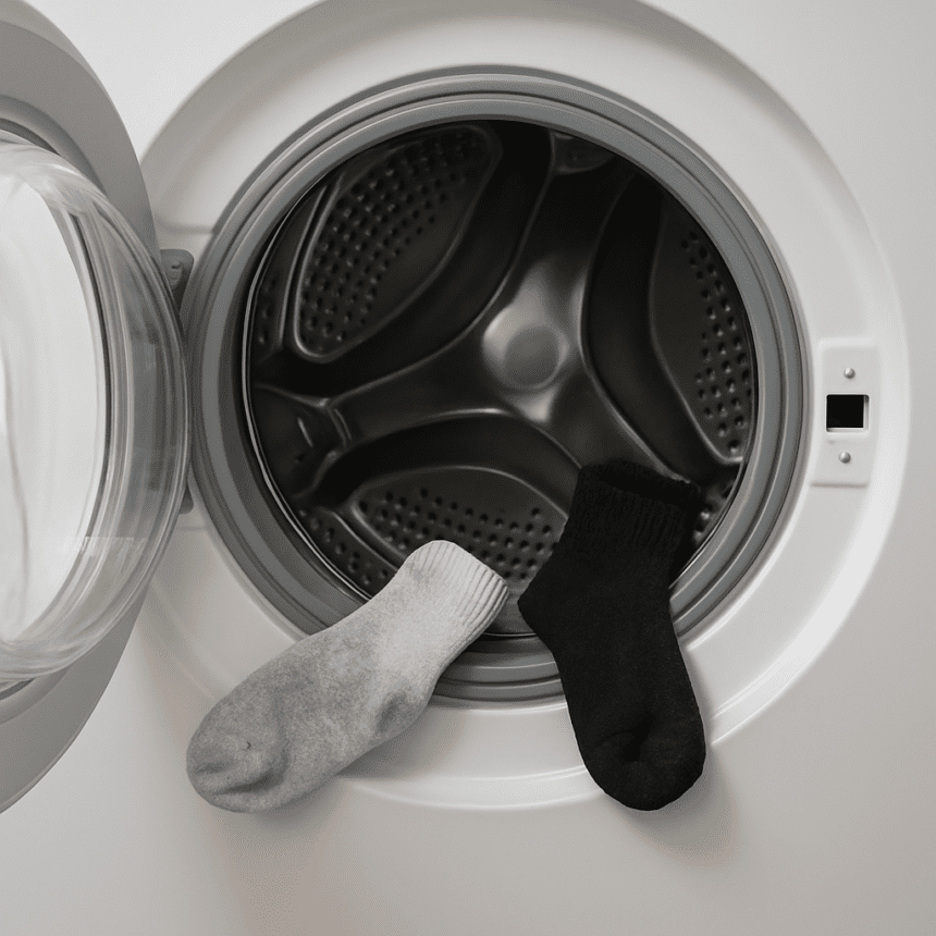 Missing Socks Mystery Solved: They’re Inside Your Washing Machine — AI-generated illustration