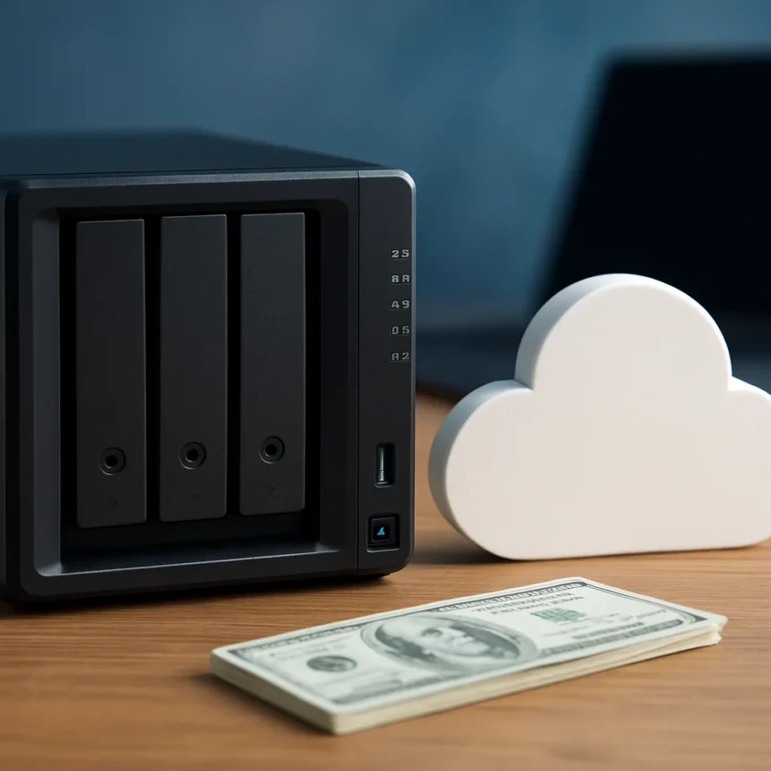 NAS storage beats cloud subscriptions on cost and privacy — AI-generated illustration
