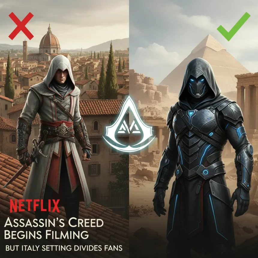 Netflix Assassin's Creed Series Begins Filming—But Italy Setting Divides Fans — AI-generated illustration