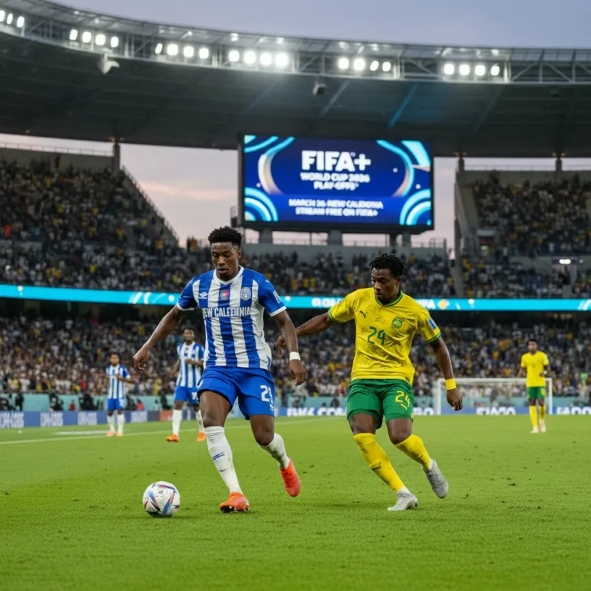 Watch New Caledonia vs Jamaica free on FIFA+ March 26 — AI-generated illustration