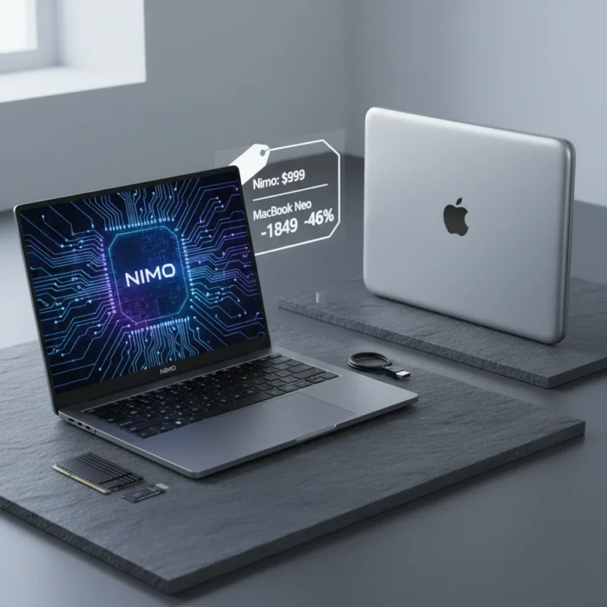 Nimo 15.6" Laptop Undercuts MacBook Neo With 32GB RAM at Half Price — AI-generated illustration