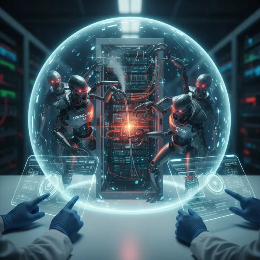 OpenClaw AI agents pose real security risks requiring isolation — AI-generated illustration