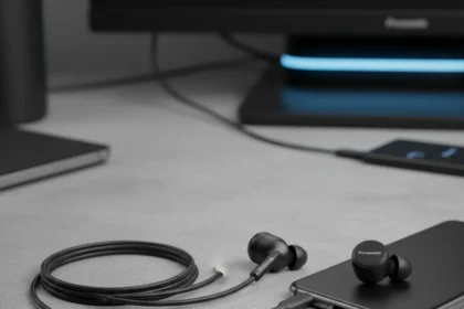 Panasonic USB-C earbuds signal the death of the headphone jack — AI-generated illustration