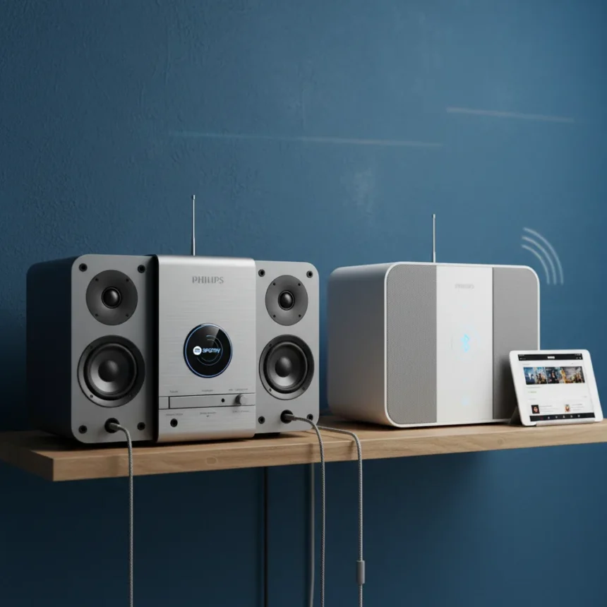 Philips revives compact hi-fi with modern micro systems — AI-generated illustration