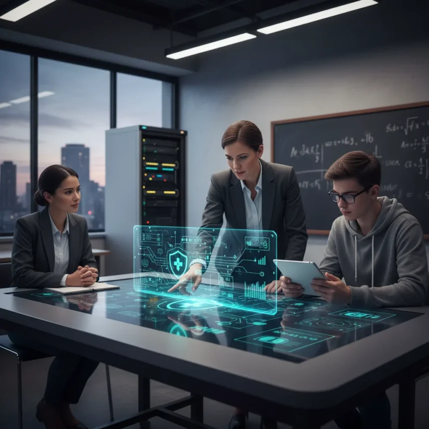 Private Sector Cybersecurity Partnerships Transform Education — AI-generated illustration
