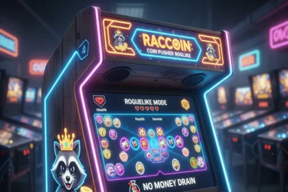 RACCOIN: Coin Pusher Roguelike Captures Arcade Magic Without the Money Drain — AI-generated illustration
