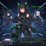 Razer Nikke collaboration brings cat-eared headsets to anime waifu — AI-generated illustration