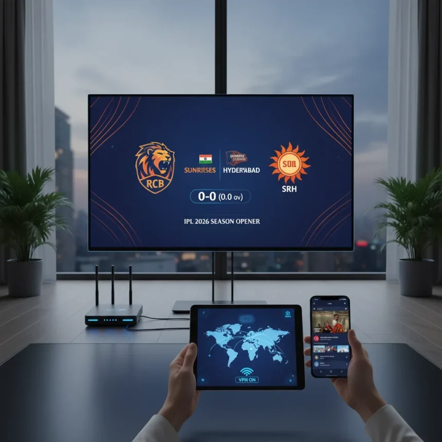 How to watch RCB vs Sunrisers Hyderabad IPL 2026 opener — AI-generated illustration